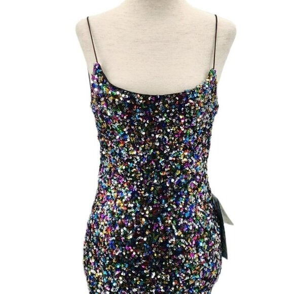 NWT B. Smart Sequin Multicolor Backless Fitted Party Dress Juniors 5 - Picture 3 of 12
